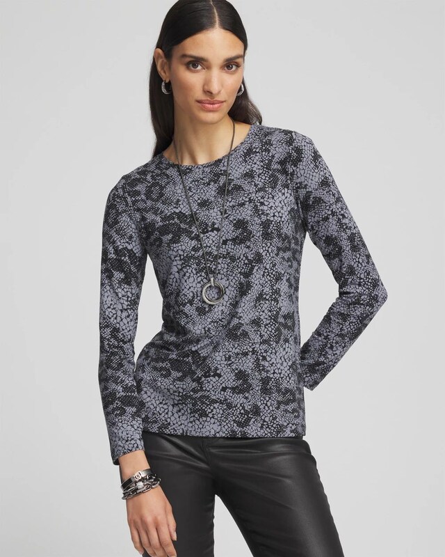 Touch of Cool Snake Print Layering Tee